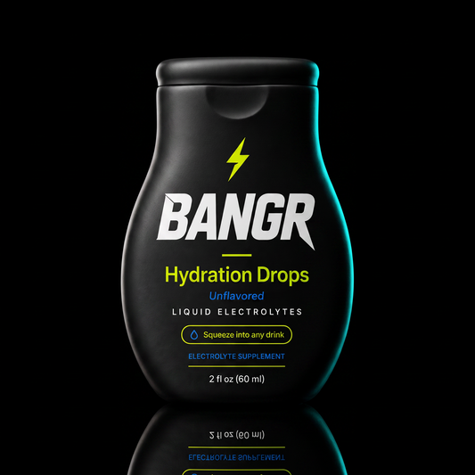 BANGR Hydration Drops 60 ml squeeze-flaska mot svart bakgrund