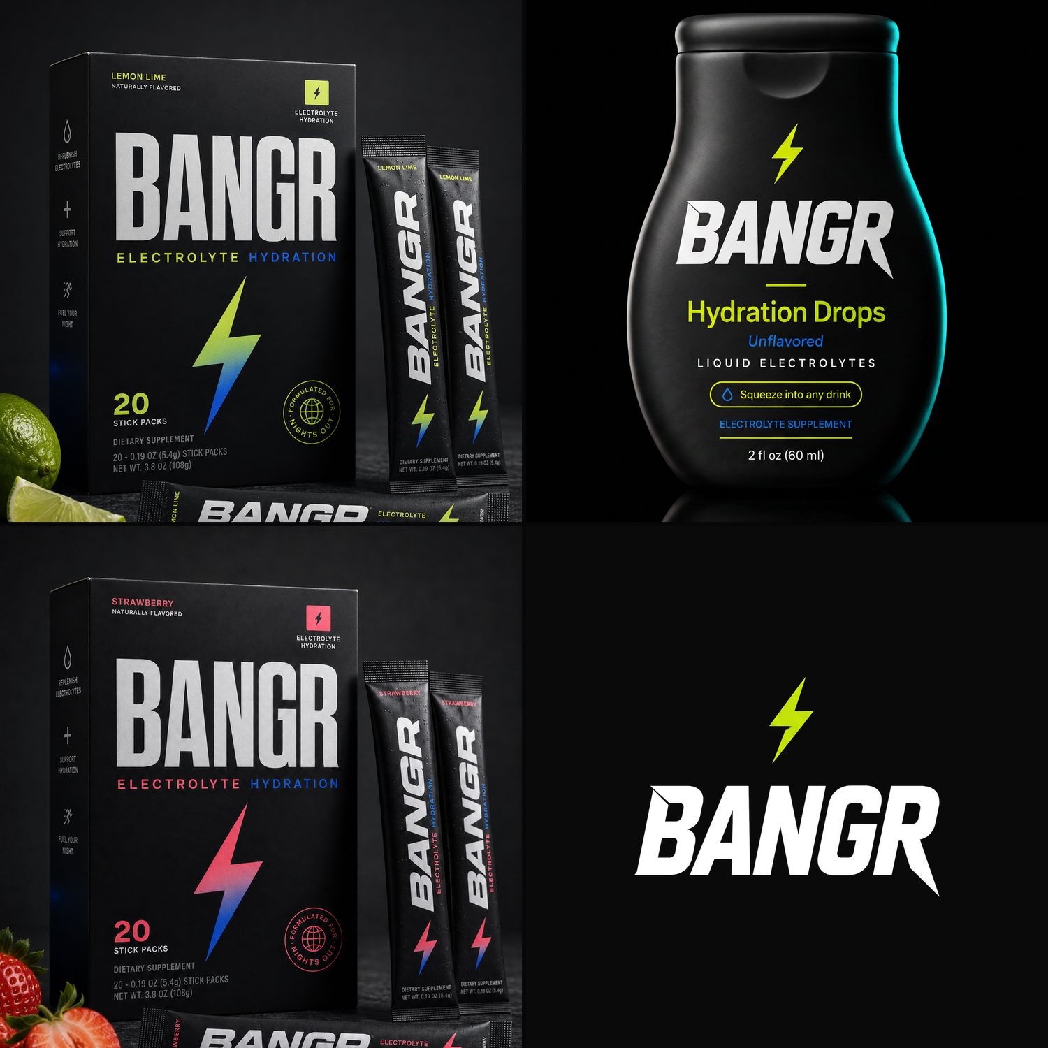 BANGR Trippeln – Drops, Sticks Lemon Lime och Sticks Strawberry